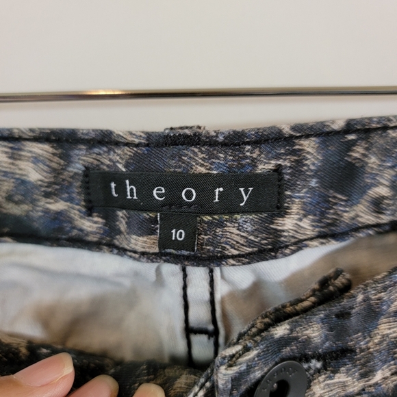 Theory Women's Animal Print Mid-Rise Skinny Pant Sz 10 Cotton Blend Minimalist - Picture 9 of 11